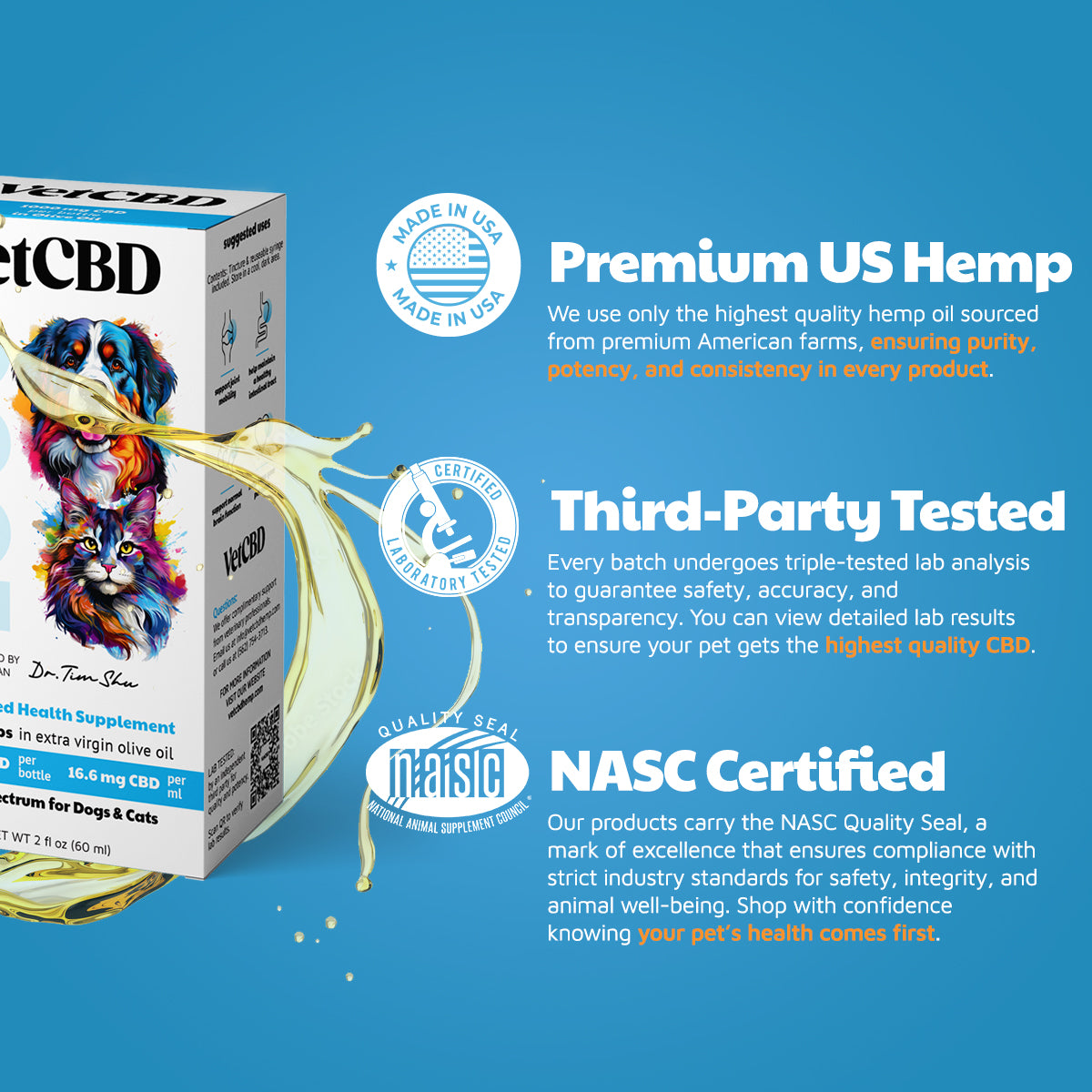 VetHemp Standard Formula Tinctures for Dogs & Cats