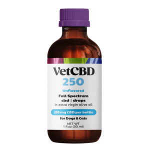 VetCBD 250mg Full Spectrum Tincture Bottle for Dogs and Cats