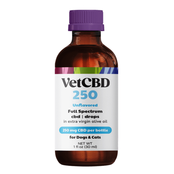 VetCBD 250mg Full Spectrum Tincture Bottle for Dogs and Cats