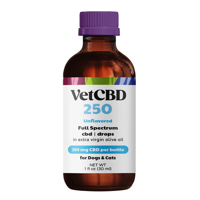 VetCBD 250mg Full Spectrum Tincture Bottle for Dogs and Cats