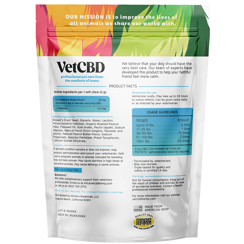 VetCBD 120 Count Calming Soft Chews Product Info