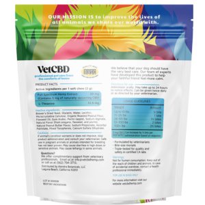VetCBD 30 count Calming Soft Chew Product Info for Dogs