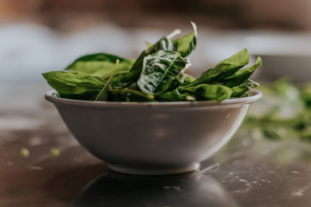 Spinach in a bowl