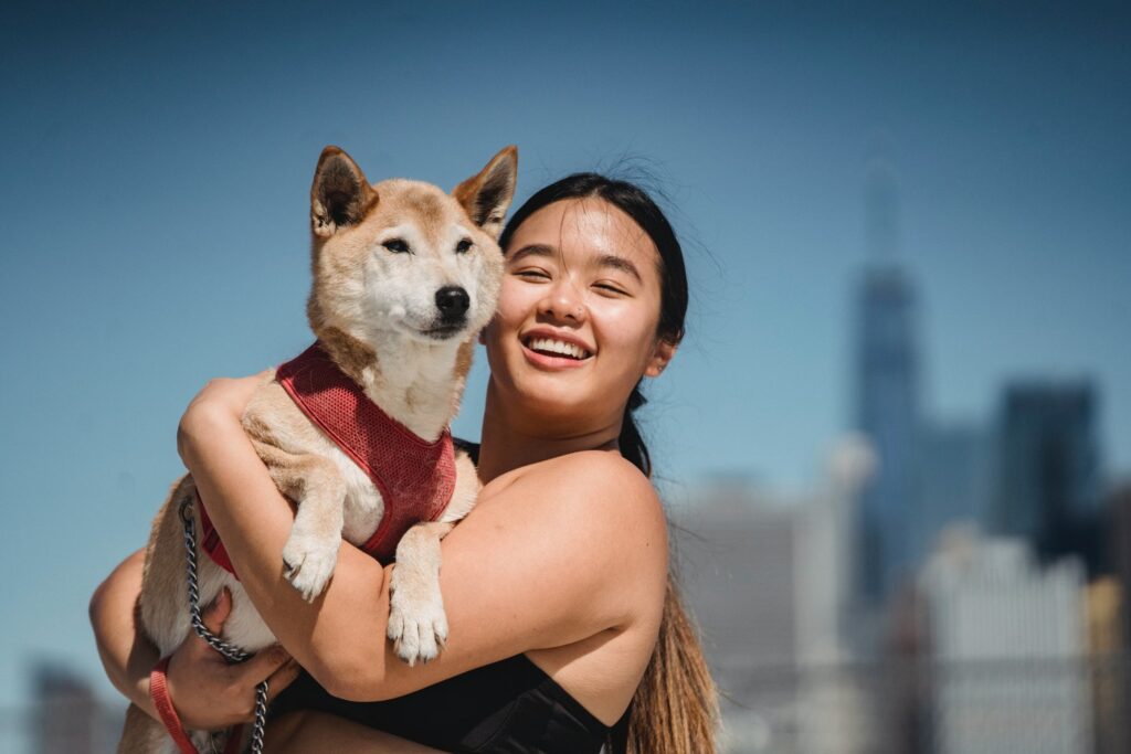 Asian girl with dog